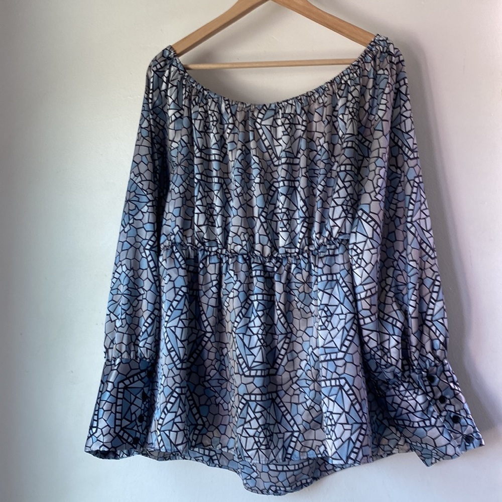 Lane Bryant 22/24 Geometric Print Off Shoulder Top - Picture 3 of 10